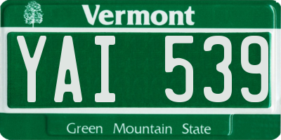 VT license plate YAI539
