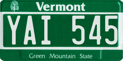 VT license plate YAI545