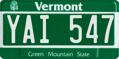 VT license plate YAI547