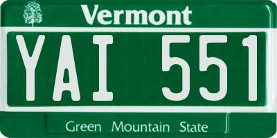 VT license plate YAI551