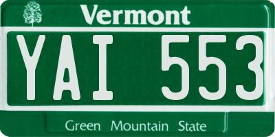 VT license plate YAI553