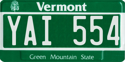VT license plate YAI554