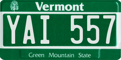 VT license plate YAI557