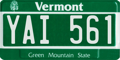 VT license plate YAI561