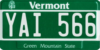 VT license plate YAI566