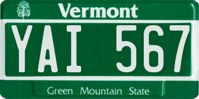 VT license plate YAI567
