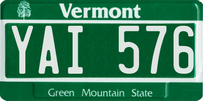 VT license plate YAI576