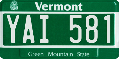 VT license plate YAI581