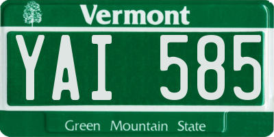 VT license plate YAI585