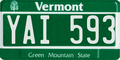 VT license plate YAI593