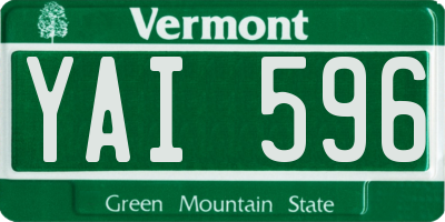 VT license plate YAI596
