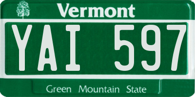 VT license plate YAI597