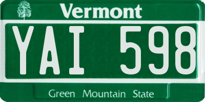 VT license plate YAI598