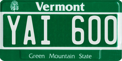 VT license plate YAI600