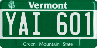 VT license plate YAI601