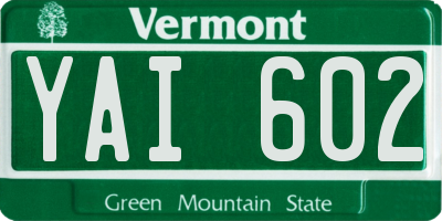 VT license plate YAI602