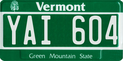 VT license plate YAI604
