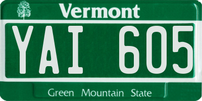 VT license plate YAI605