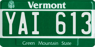 VT license plate YAI613