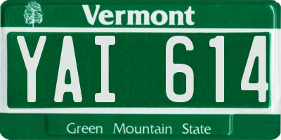 VT license plate YAI614