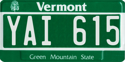 VT license plate YAI615