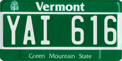 VT license plate YAI616