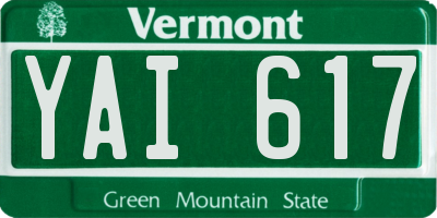 VT license plate YAI617