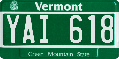 VT license plate YAI618