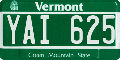 VT license plate YAI625