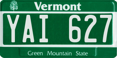 VT license plate YAI627