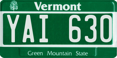 VT license plate YAI630