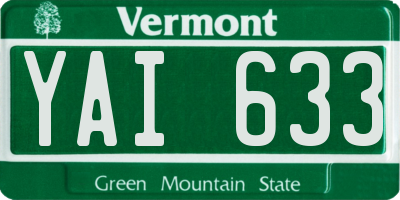 VT license plate YAI633