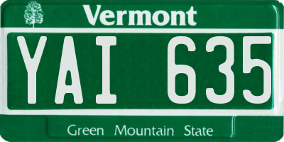 VT license plate YAI635
