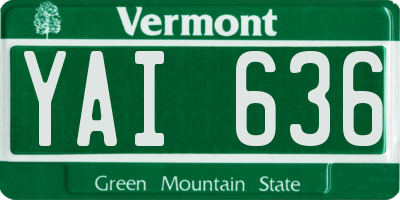 VT license plate YAI636