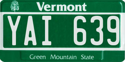 VT license plate YAI639