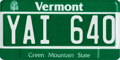 VT license plate YAI640