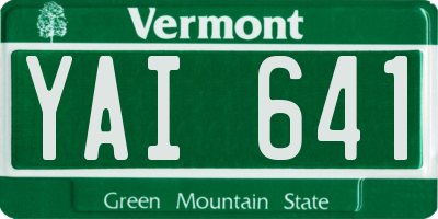 VT license plate YAI641