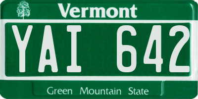 VT license plate YAI642