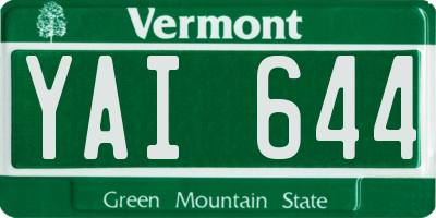 VT license plate YAI644