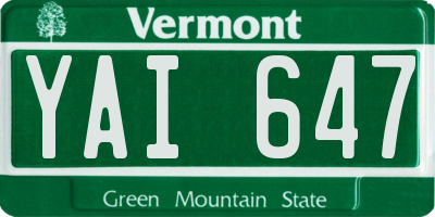 VT license plate YAI647