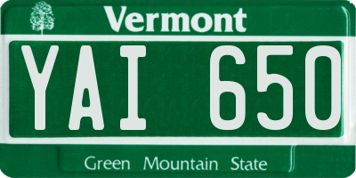 VT license plate YAI650
