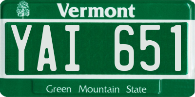 VT license plate YAI651