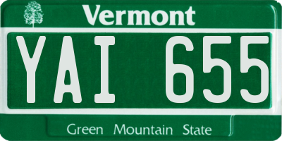 VT license plate YAI655
