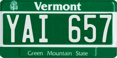 VT license plate YAI657