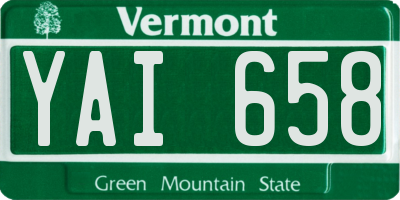 VT license plate YAI658