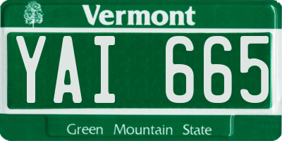 VT license plate YAI665
