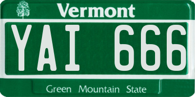 VT license plate YAI666