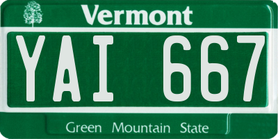 VT license plate YAI667