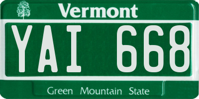 VT license plate YAI668