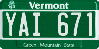 VT license plate YAI671